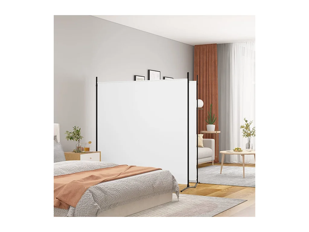 Parete divisoria a 2 pannelli Bianco 348x180 cm Tessuto