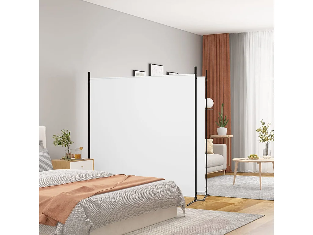 Cloison de séparation 2 panneaux Blanc 348x180 cm Tissu