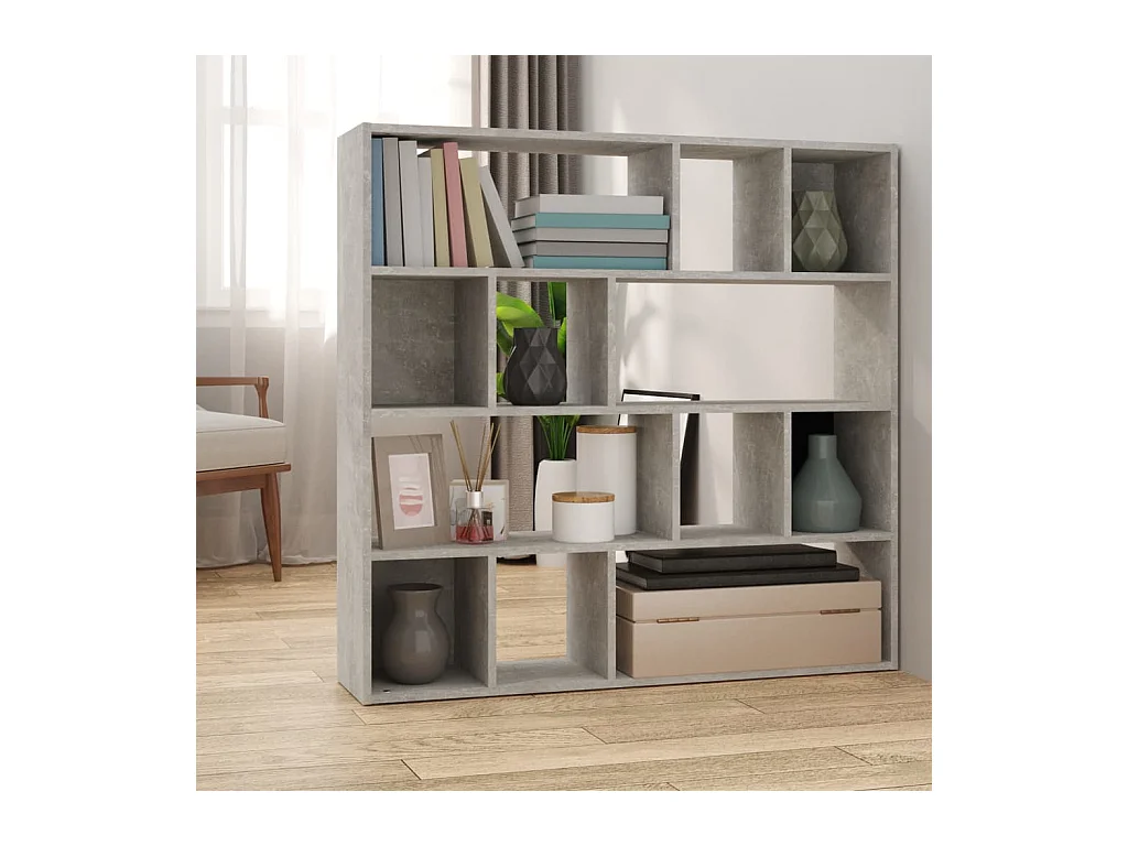 Boekenkast/kamerverdeler betongrijs 105x24x102 cm