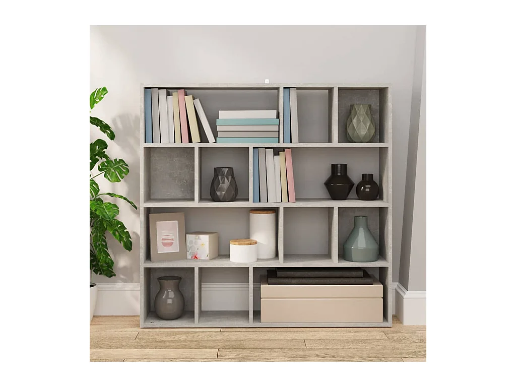 Boekenkast/kamerverdeler betongrijs 105x24x102 cm