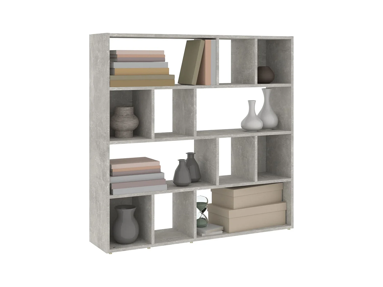 Boekenkast/kamerverdeler betongrijs 105x24x102 cm