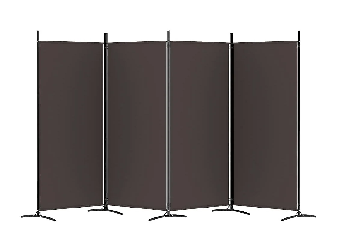 Parete divisoria a 4 pannelli Marrone 346x180 cm Tessuto