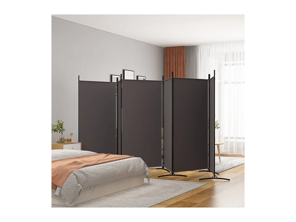 6-teilige Trennwand Braun 520x180 cm Stoff
