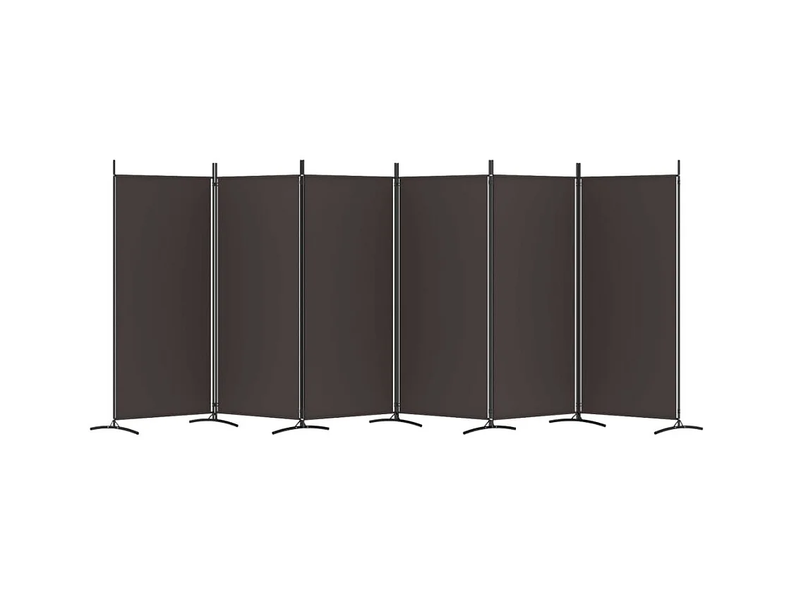 6-teilige Trennwand Braun 520x180 cm Stoff