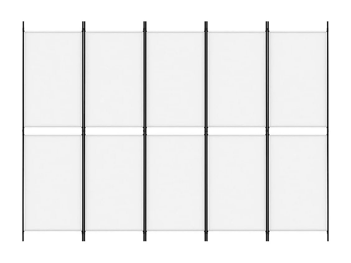 Parete divisoria a 5 pannelli Bianco 250x180 cm Tessuto