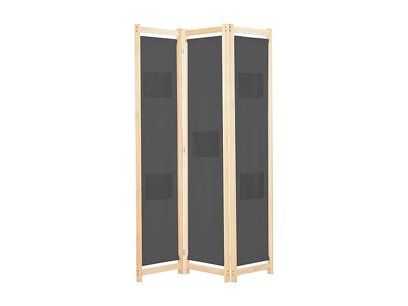 3-delige scheidingswand Grijs 120x170x4 cm Stof