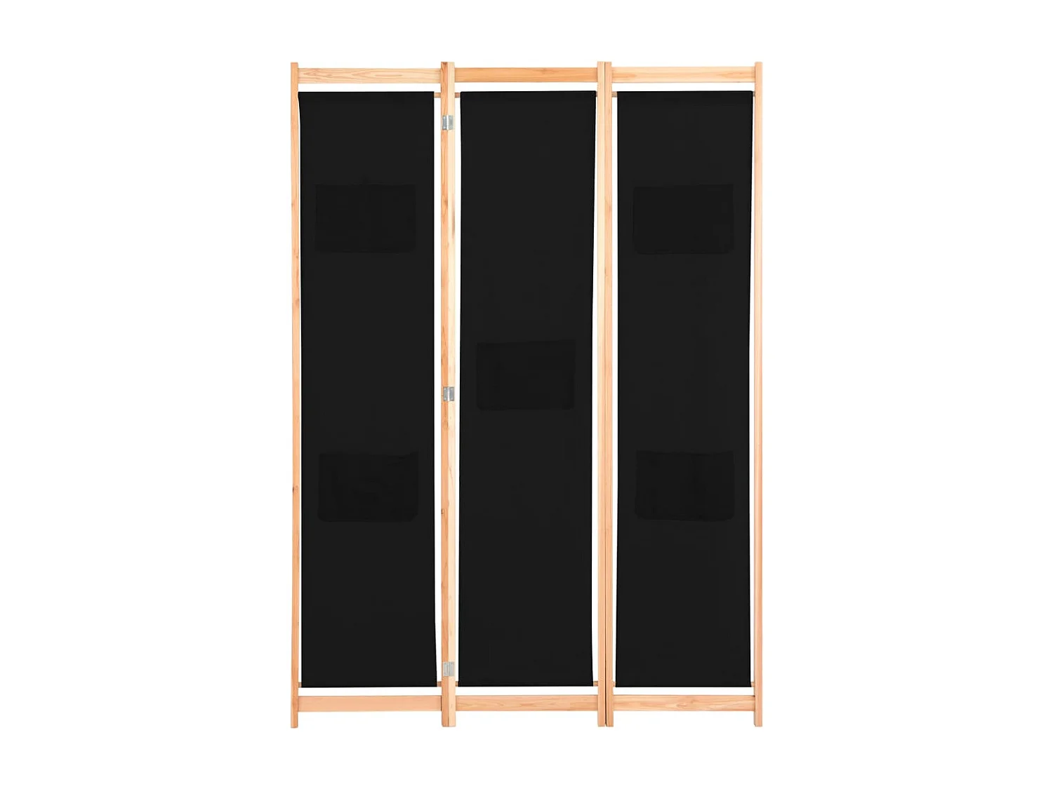 Parete divisoria a 3 pannelli Nero 120x170x4 cm Tessuto