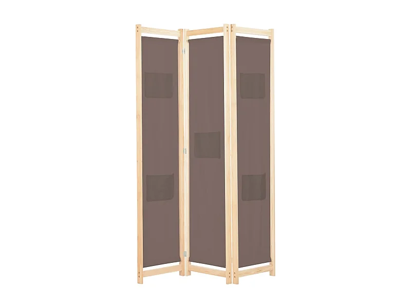 Mampara divisoria de 3 paneles Marrón 120x170x4 cm Tela