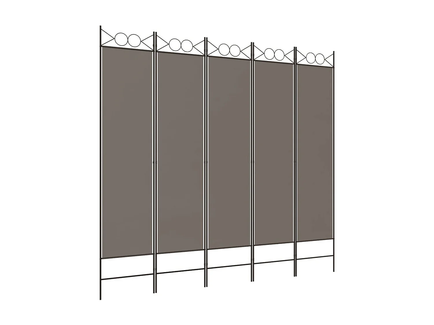 Cloison de séparation 5 panneaux Anthracite 200x200 cm Tissu
