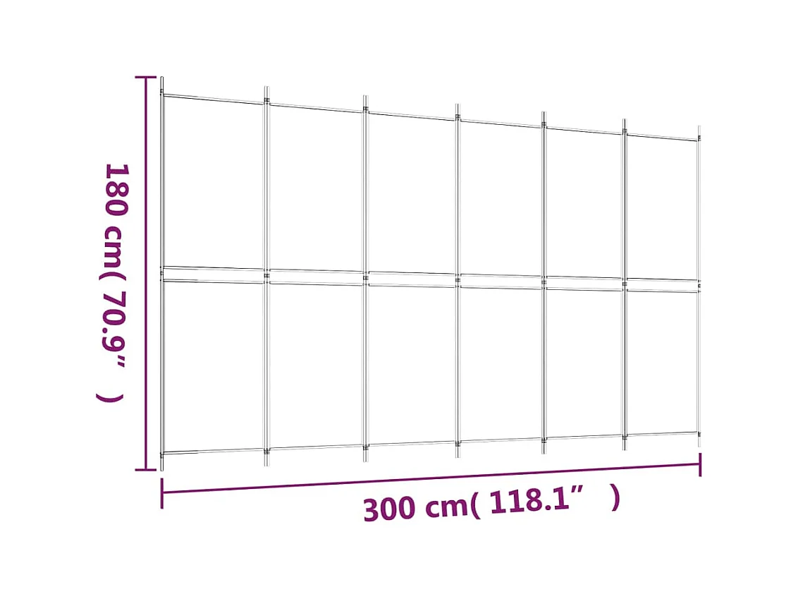 Mampara divisoria 6 paneles Tela Blanca 300x180 cm