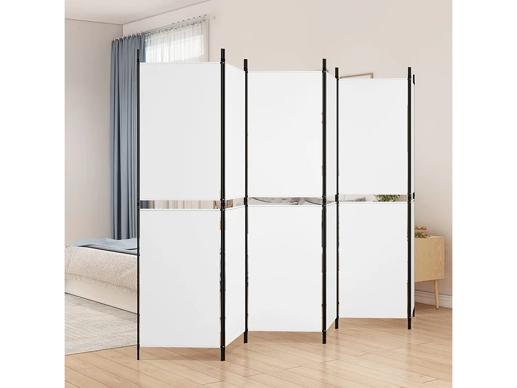 Cloison de séparation 6 panneaux Blanc 300x180 cm Tissu