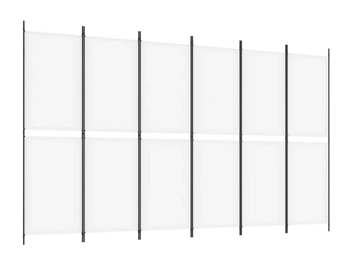 Cloison de séparation 6 panneaux Blanc 300x180 cm Tissu