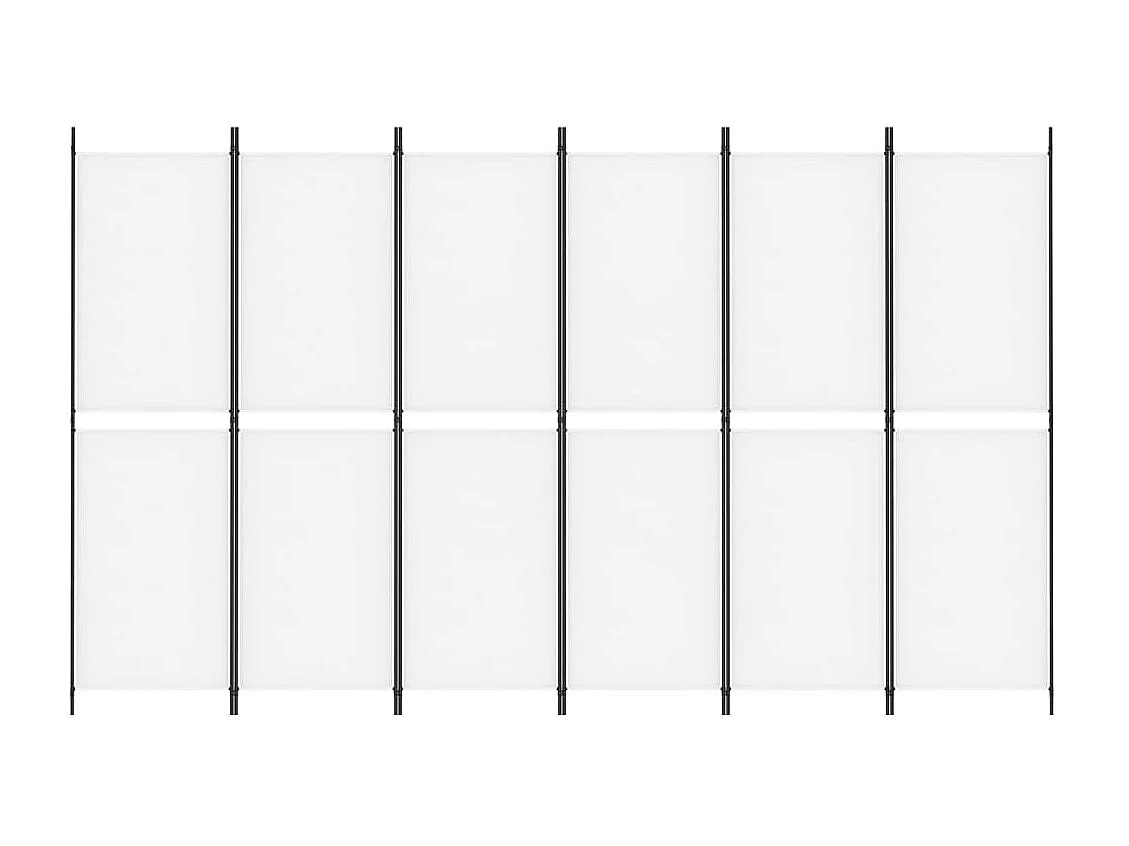 Cloison de séparation 6 panneaux Blanc 300x180 cm Tissu