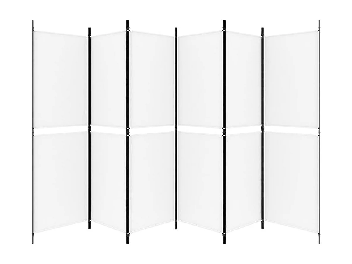 Cloison de séparation 6 panneaux Blanc 300x180 cm Tissu