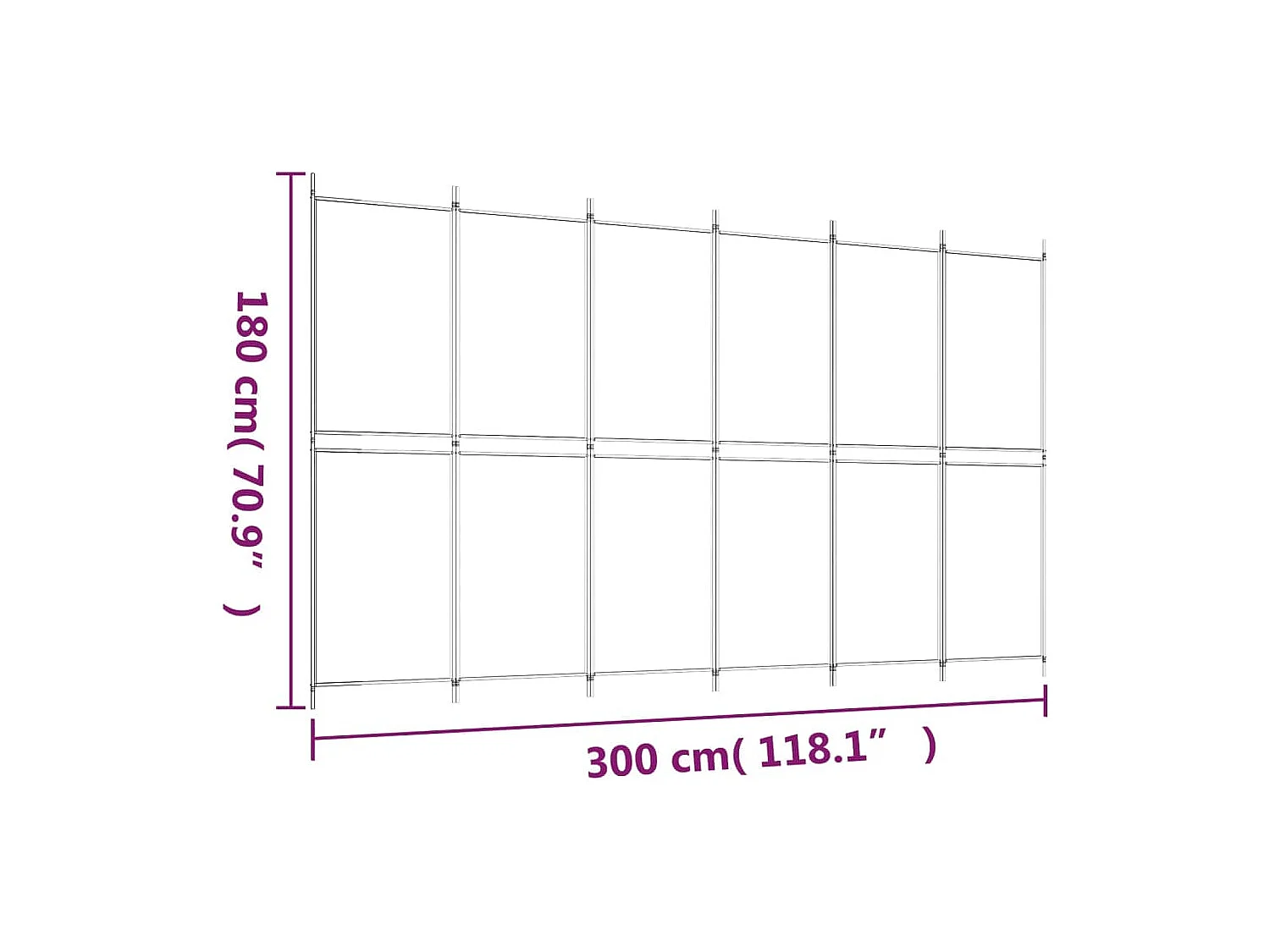 Cloison de séparation 6 panneaux Blanc 300x180 cm Tissu