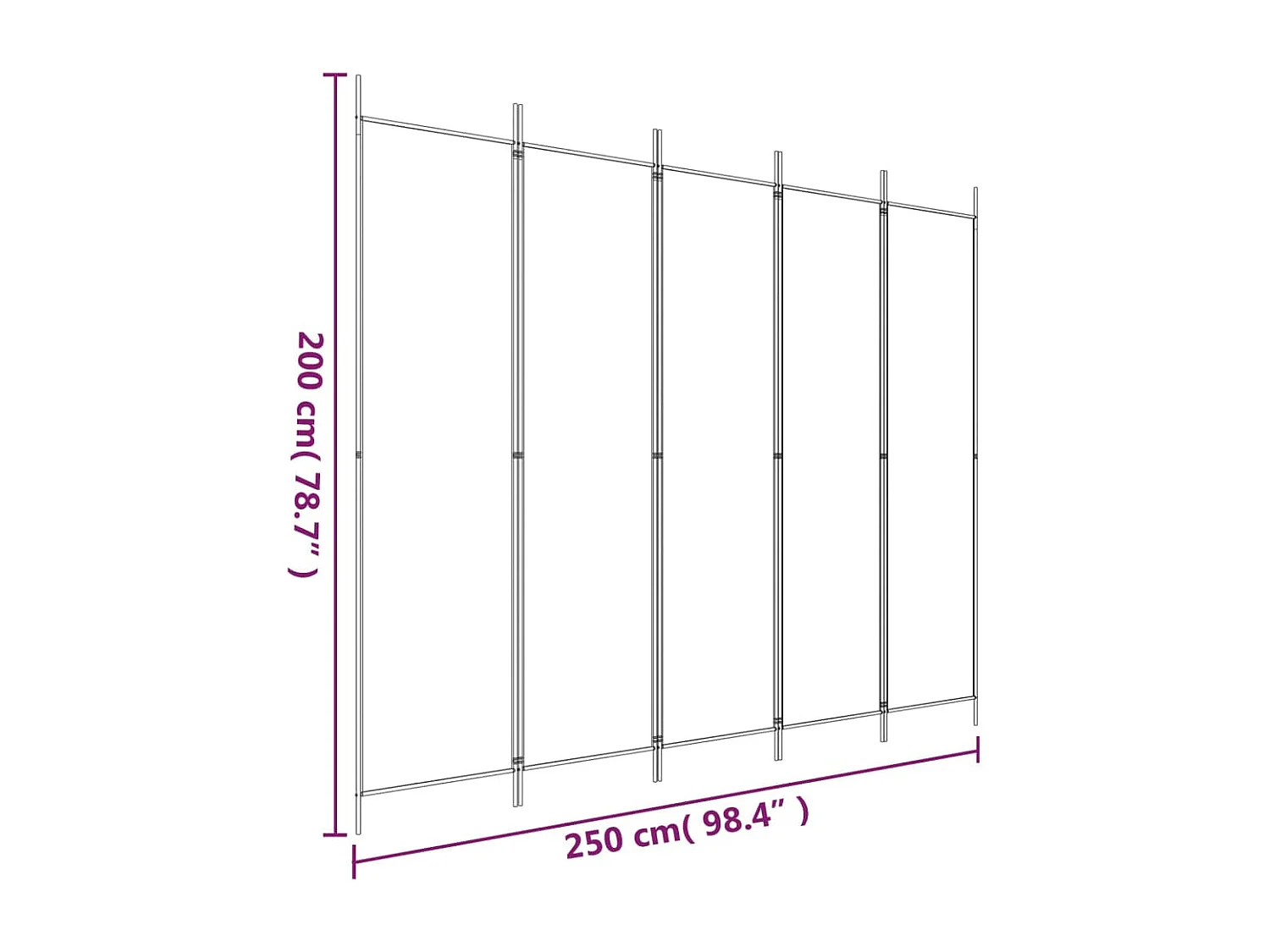 Parete divisoria a 5 pannelli Antracite 250x200 cm Tessuto