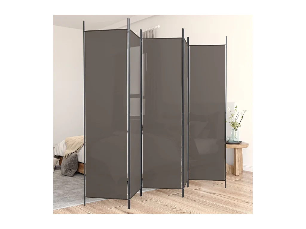 Cloison de séparation 5 panneaux Anthracite 250x200 cm Tissu