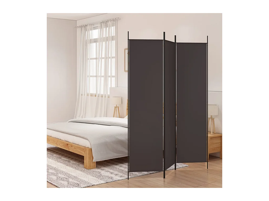 Mampara divisoria de 3 paneles Marrón 150x200 cm Tela