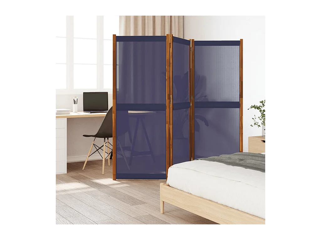 Tabique divisorio de 3 paneles azul oscuro 210x180 cm