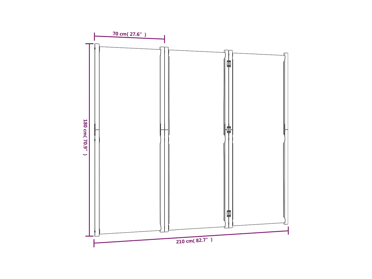 Tabique divisorio de 3 paneles azul oscuro 210x180 cm