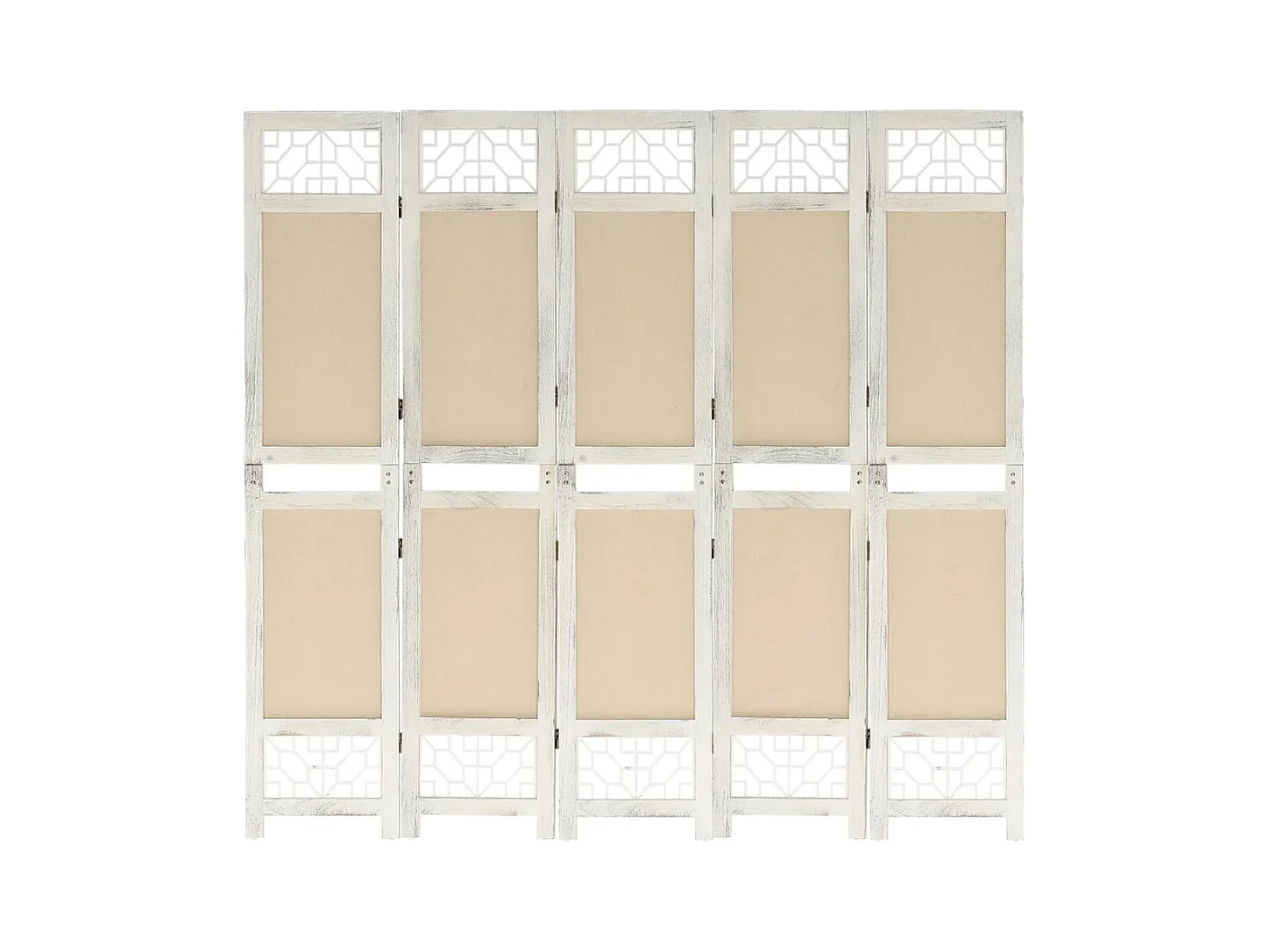 5-teiliger Raumteiler Creme 175x165 cm Stoff