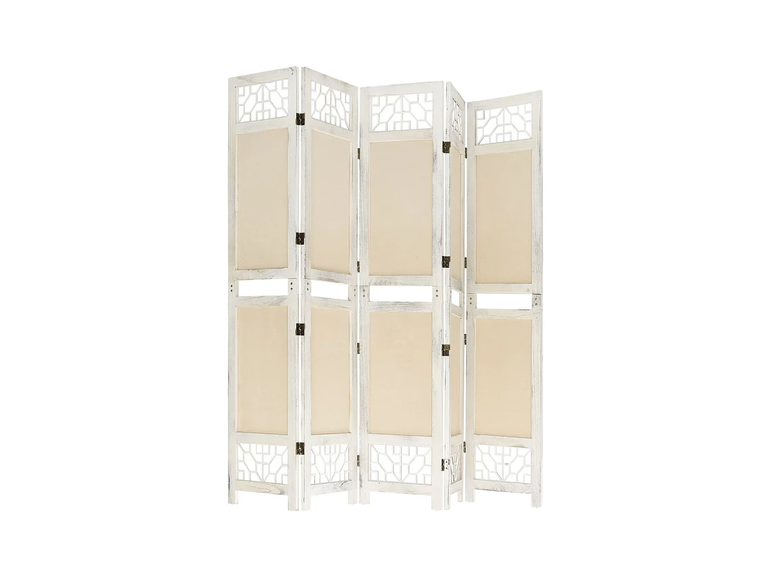 5-teiliger Raumteiler Creme 175x165 cm Stoff