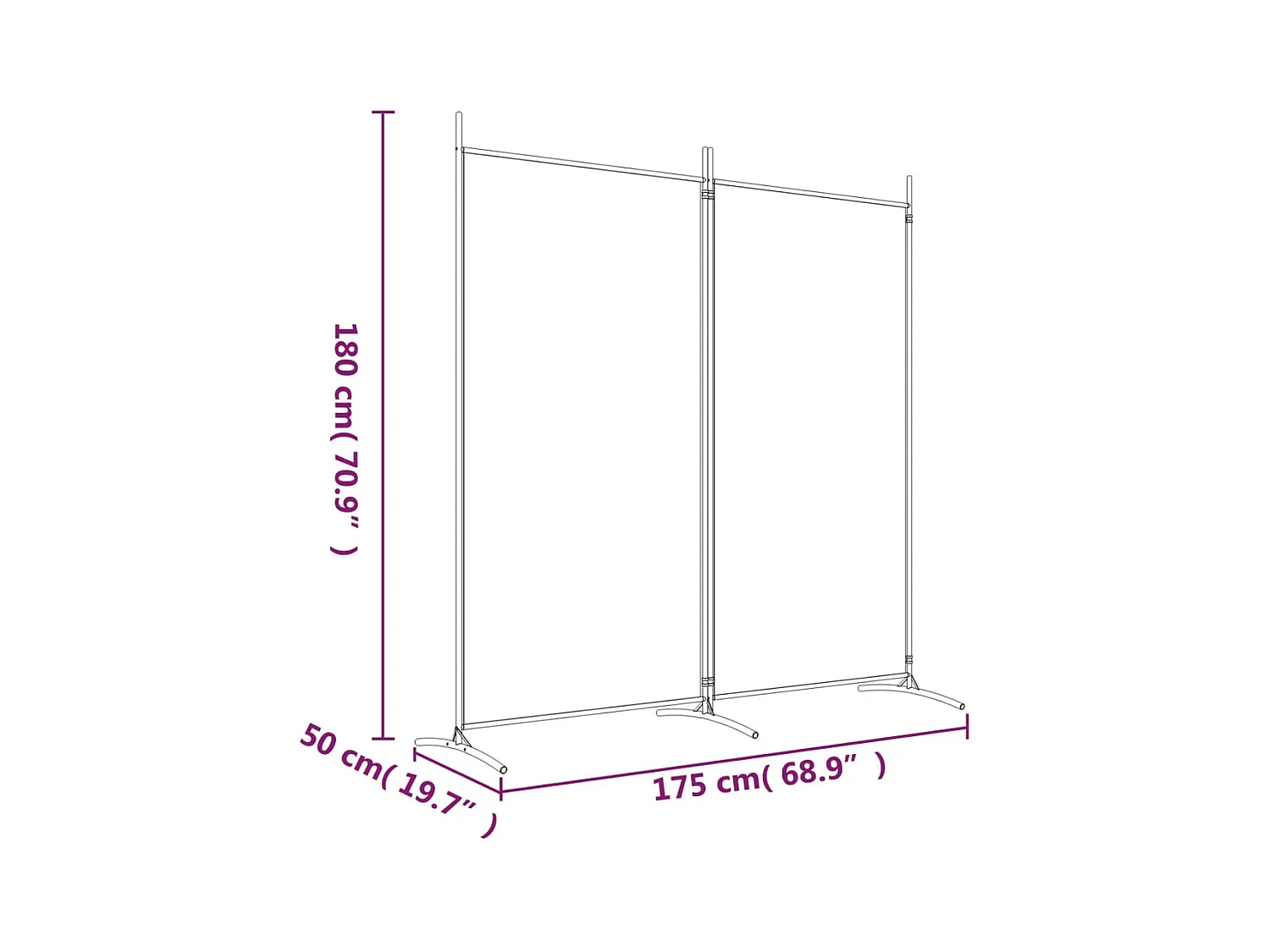 2-delige scheidingswand Zwart 175x180 cm Stof