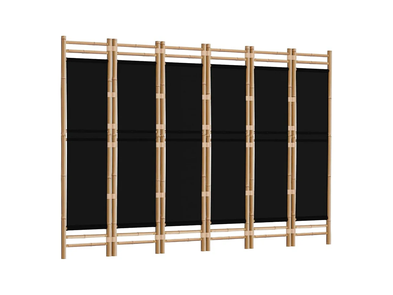 Vouwwand 6 panelen 240 cm Bamboe en canvas
