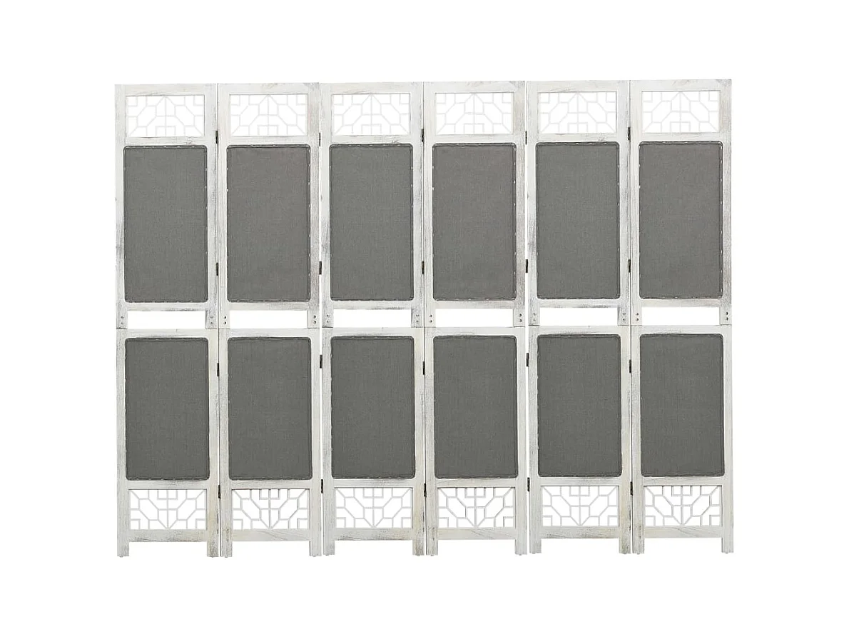 Cloison de séparation 6 panneaux Gris 210x165 cm Tissu