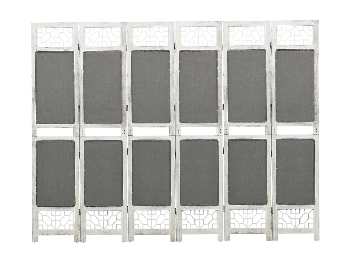Mampara divisoria de 6 paneles Gris 210x165 cm Tela