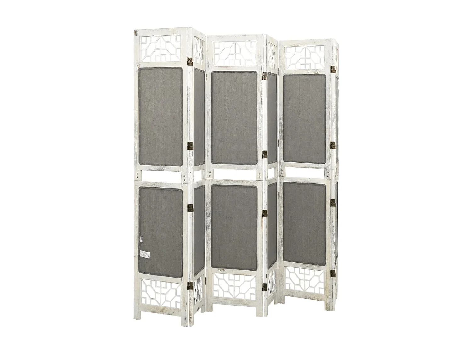 Mampara divisoria de 6 paneles Gris 210x165 cm Tela