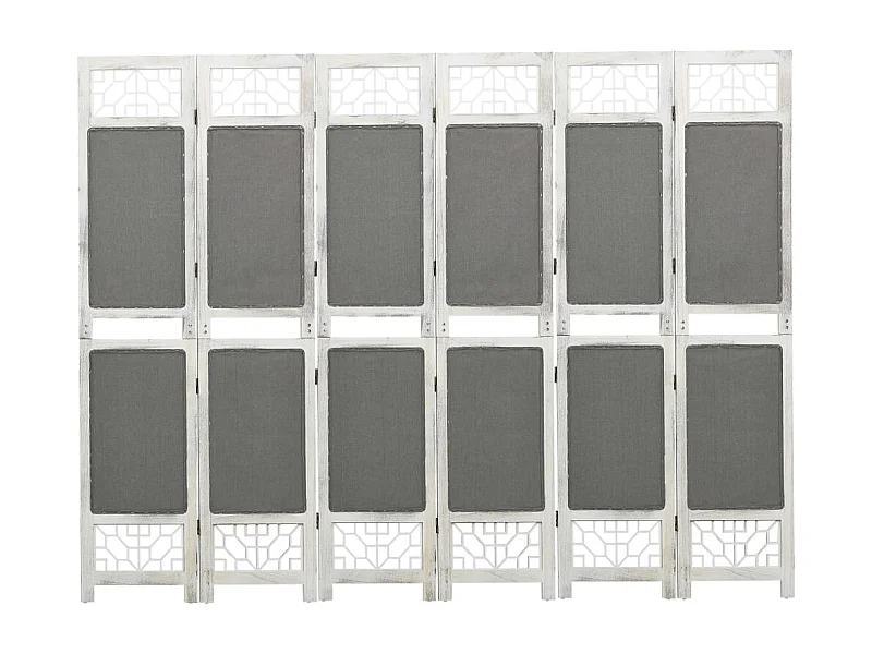 Parete divisoria a 6 pannelli Grigio 210x165 cm Tessuto