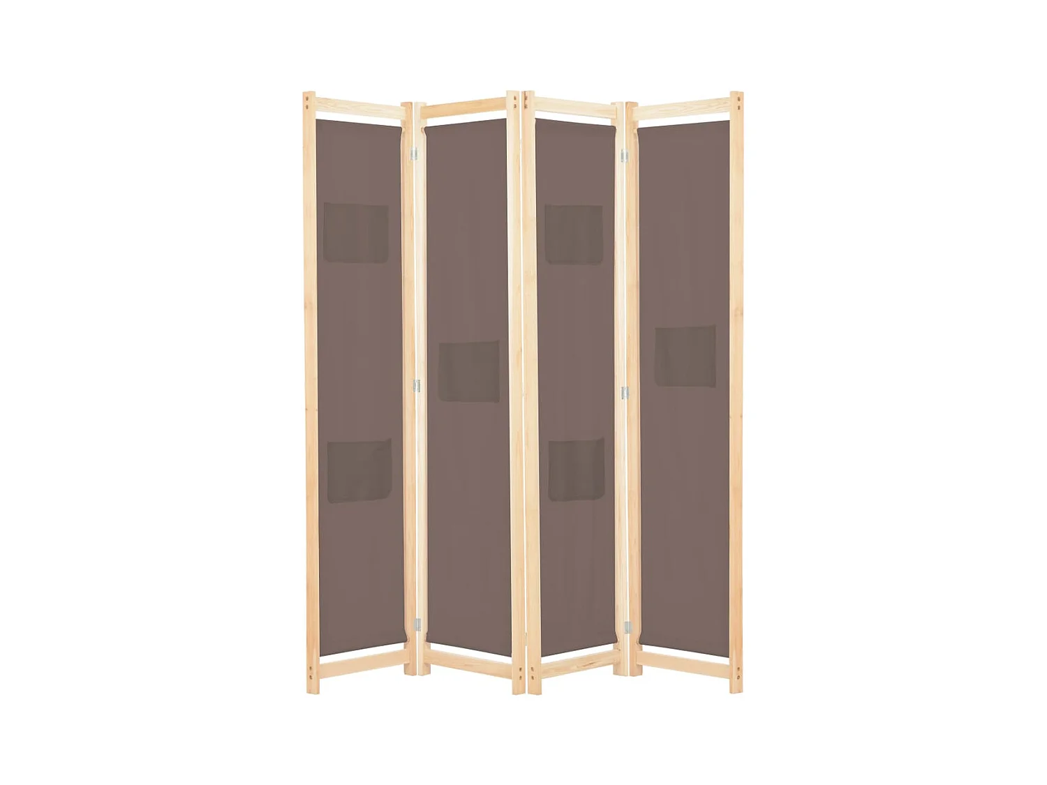 Parete divisoria a 4 pannelli Marrone 160x170x4 cm Tessuto
