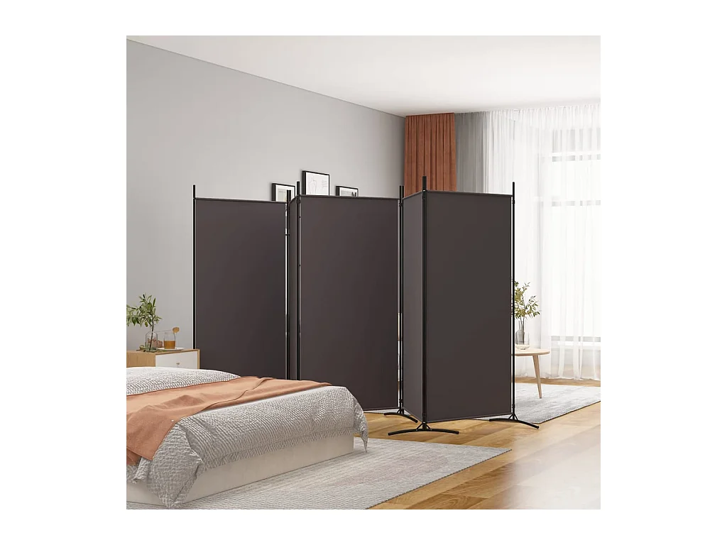 Cloison de séparation 5 panneaux Marron 433x180 cm Tissu