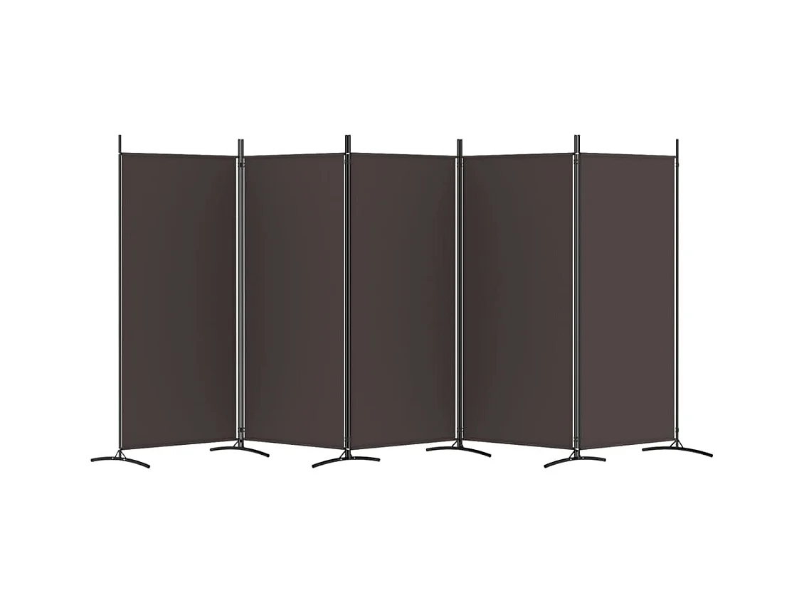 Cloison de séparation 5 panneaux Marron 433x180 cm Tissu