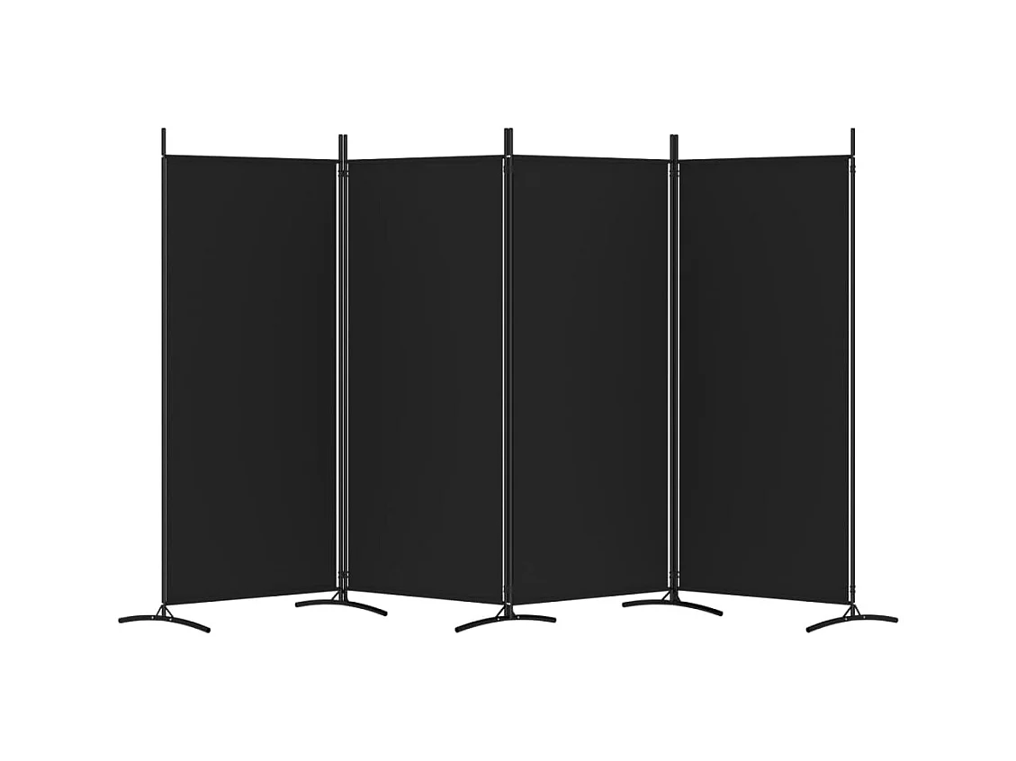 Parete divisoria a 4 pannelli Nero 346x180 cm Tessuto