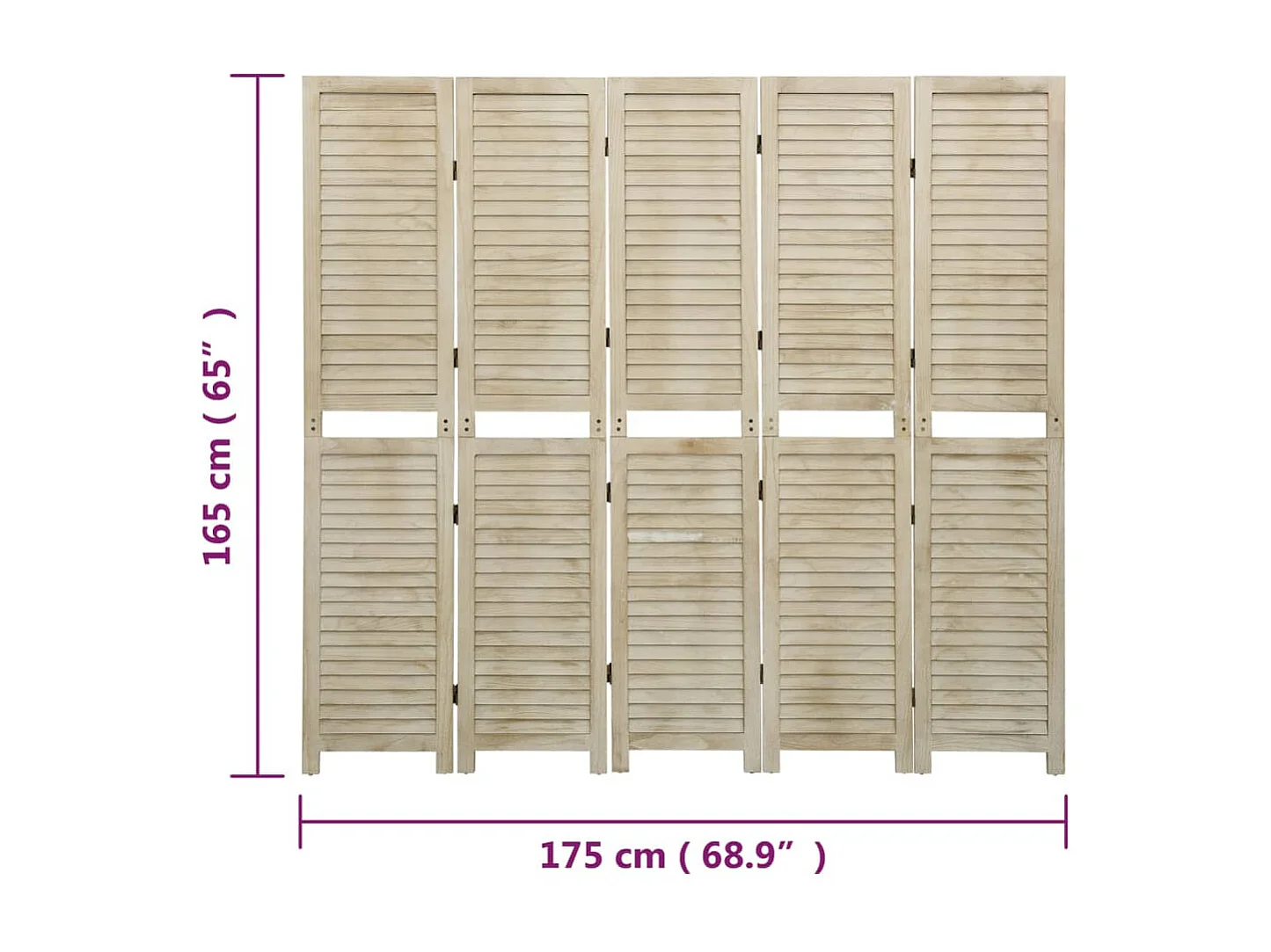 5-delige scheidingswand 175x165 cm Paulowniahout