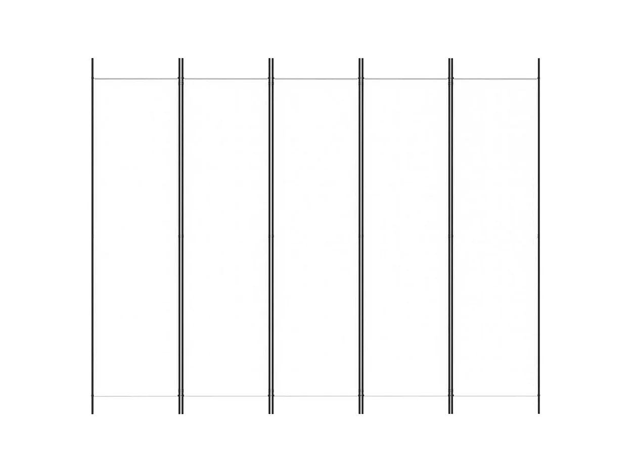 Parete divisoria a 5 pannelli Bianco 250x200 cm Tessuto