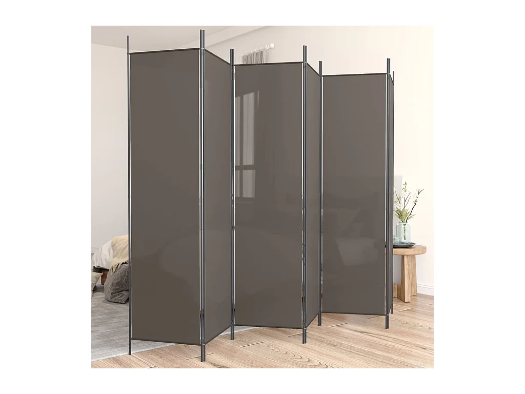 Mampara divisoria de 6 paneles Antracita 300x220 cm Tejido