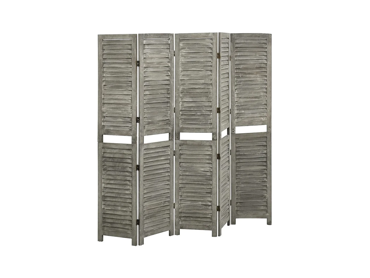 5-delige scheidingswand Grijs 179x166 cm Massief hout