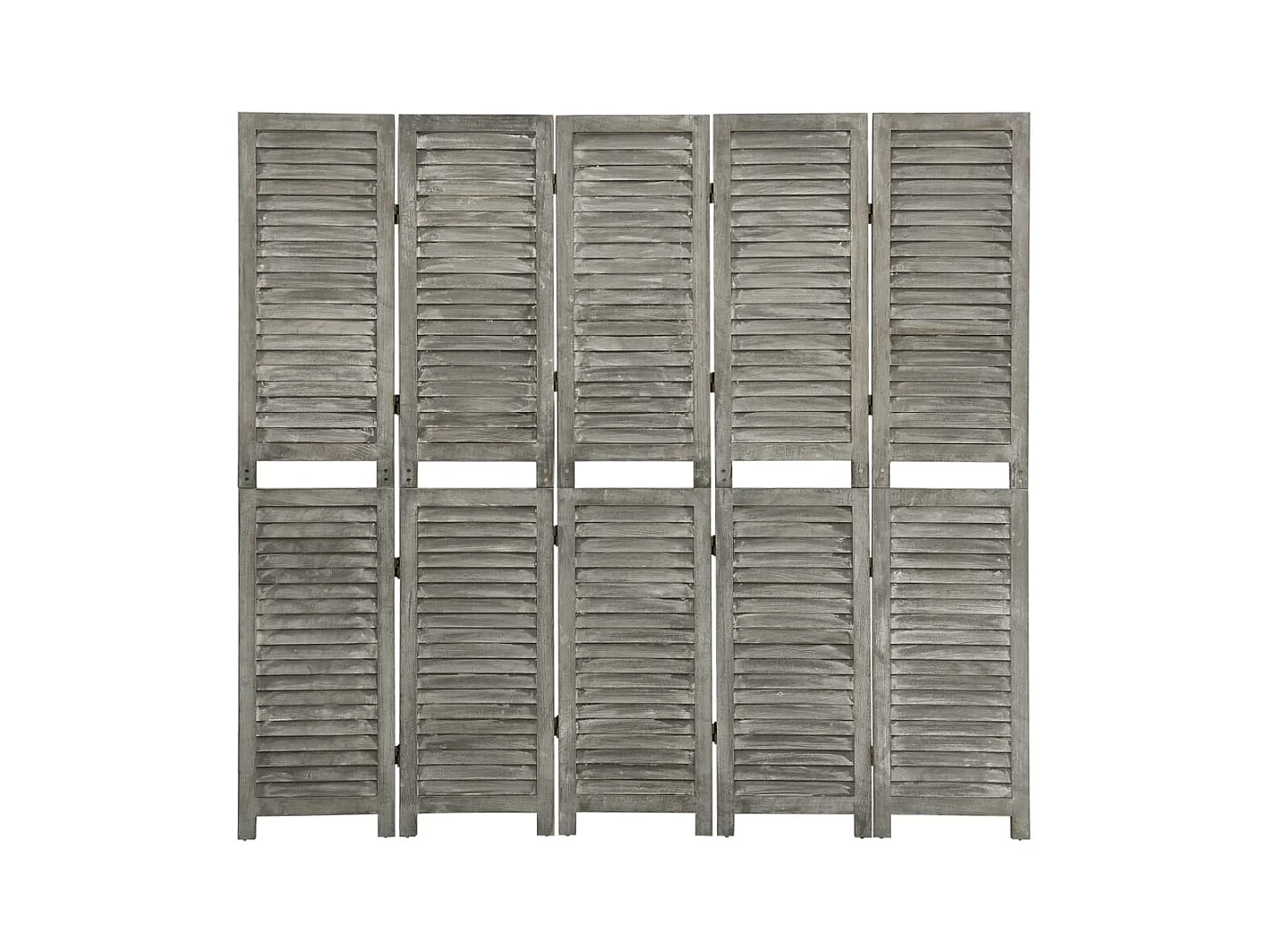 Cloison de séparation 5 panneaux Gris 179x166 cm Bois solide