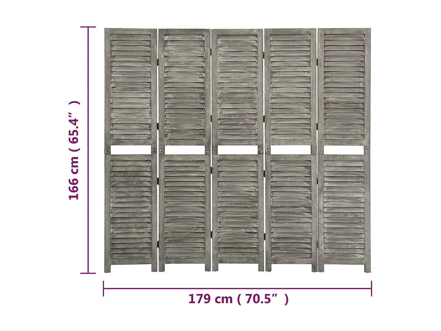 Mampara divisoria 5 paneles Gris 179x166 cm Madera maciza