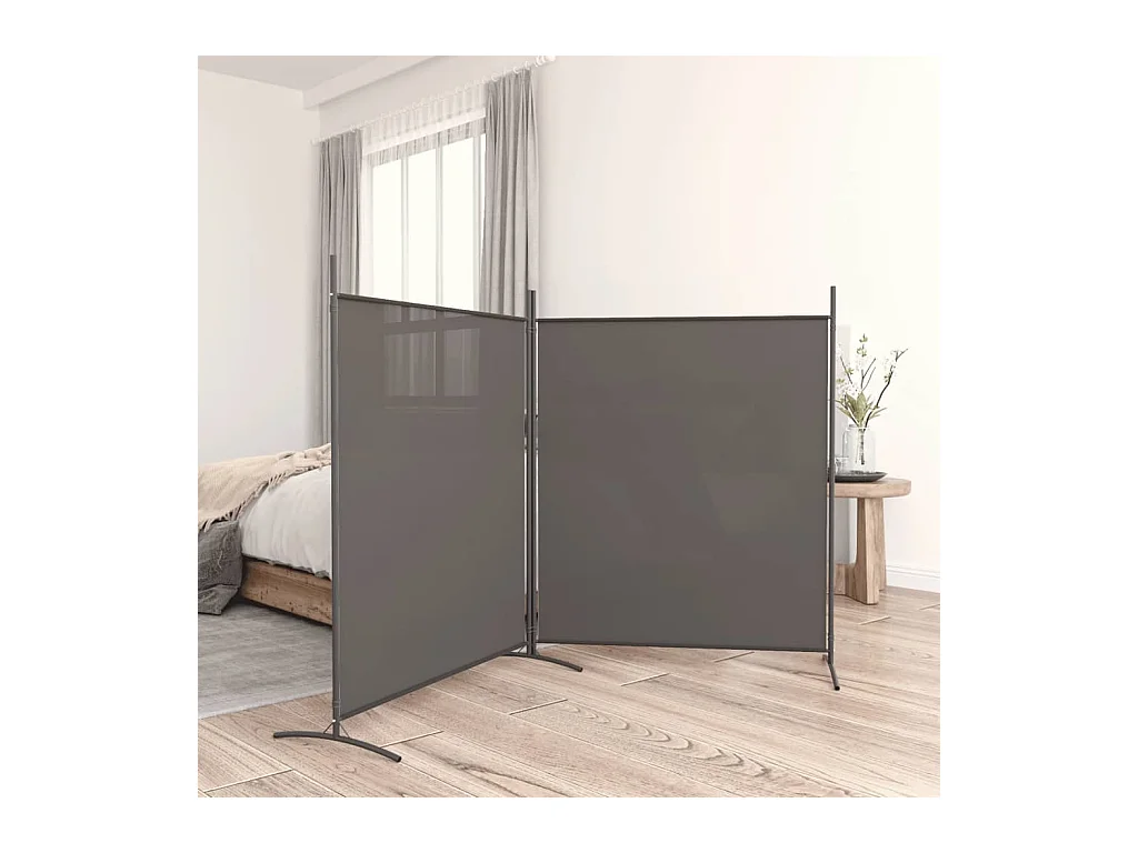 Parete divisoria a 2 pannelli Antracite 348x180 cm Tessuto