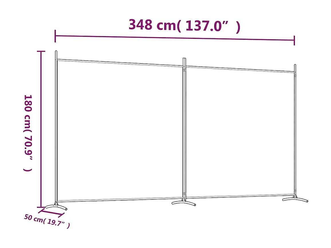 Parete divisoria a 2 pannelli Antracite 348x180 cm Tessuto