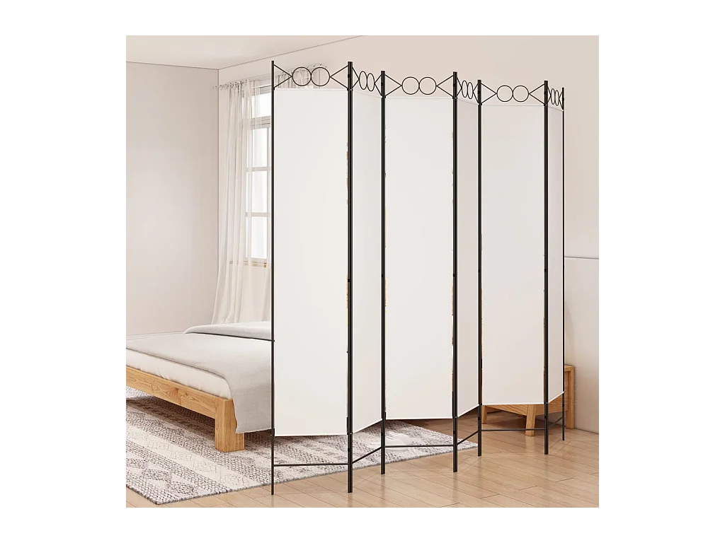 Parete divisoria a 6 pannelli Bianco 240x220 cm Tessuto