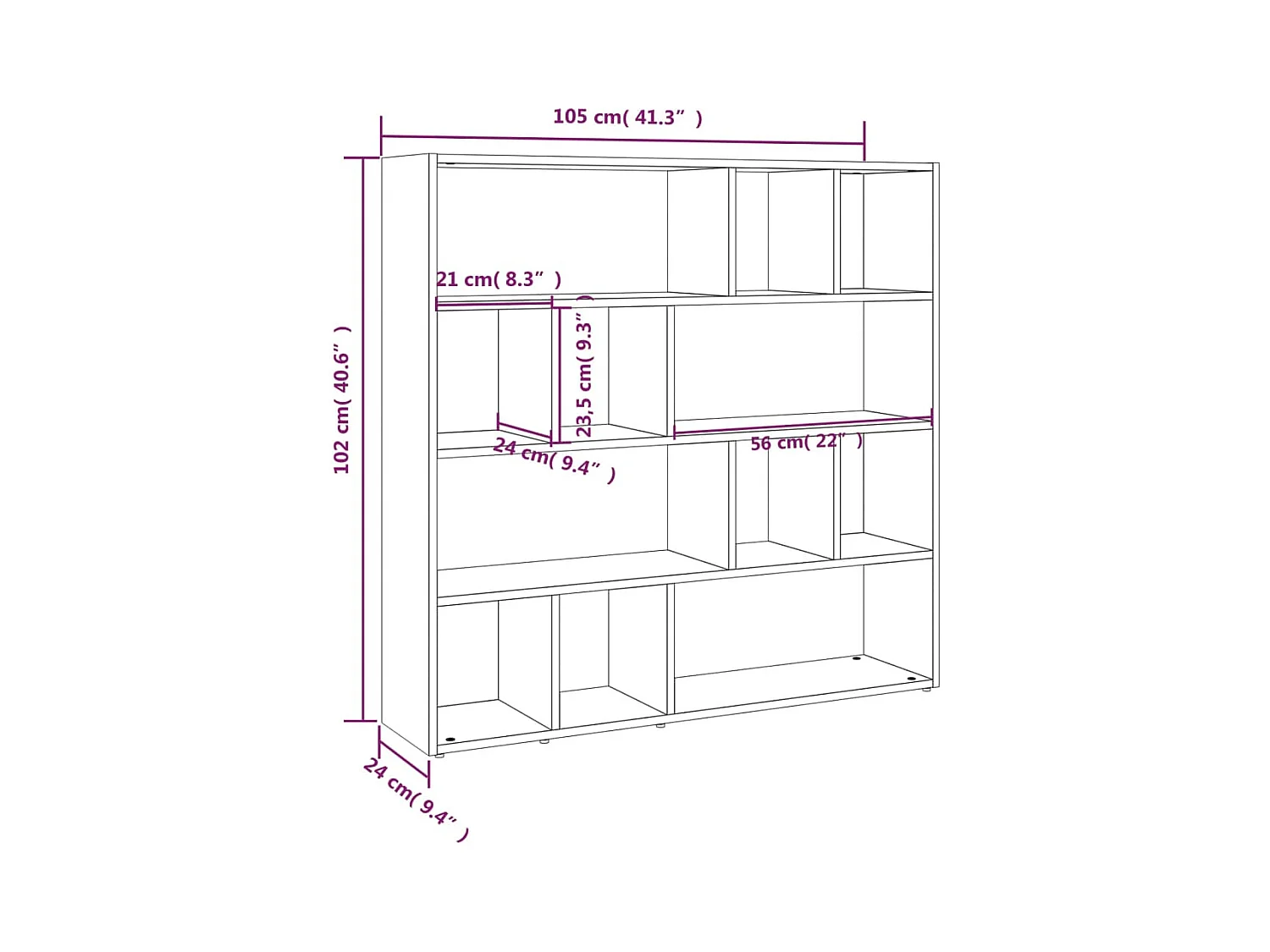 Librería/Separador de ambientes Roble Marrón 105x24x102 cm