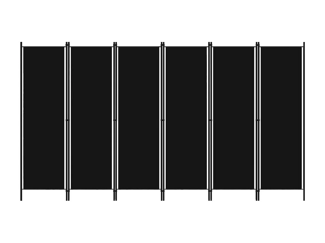 Mampara divisoria de 6 paneles Negra 300x180 cm
