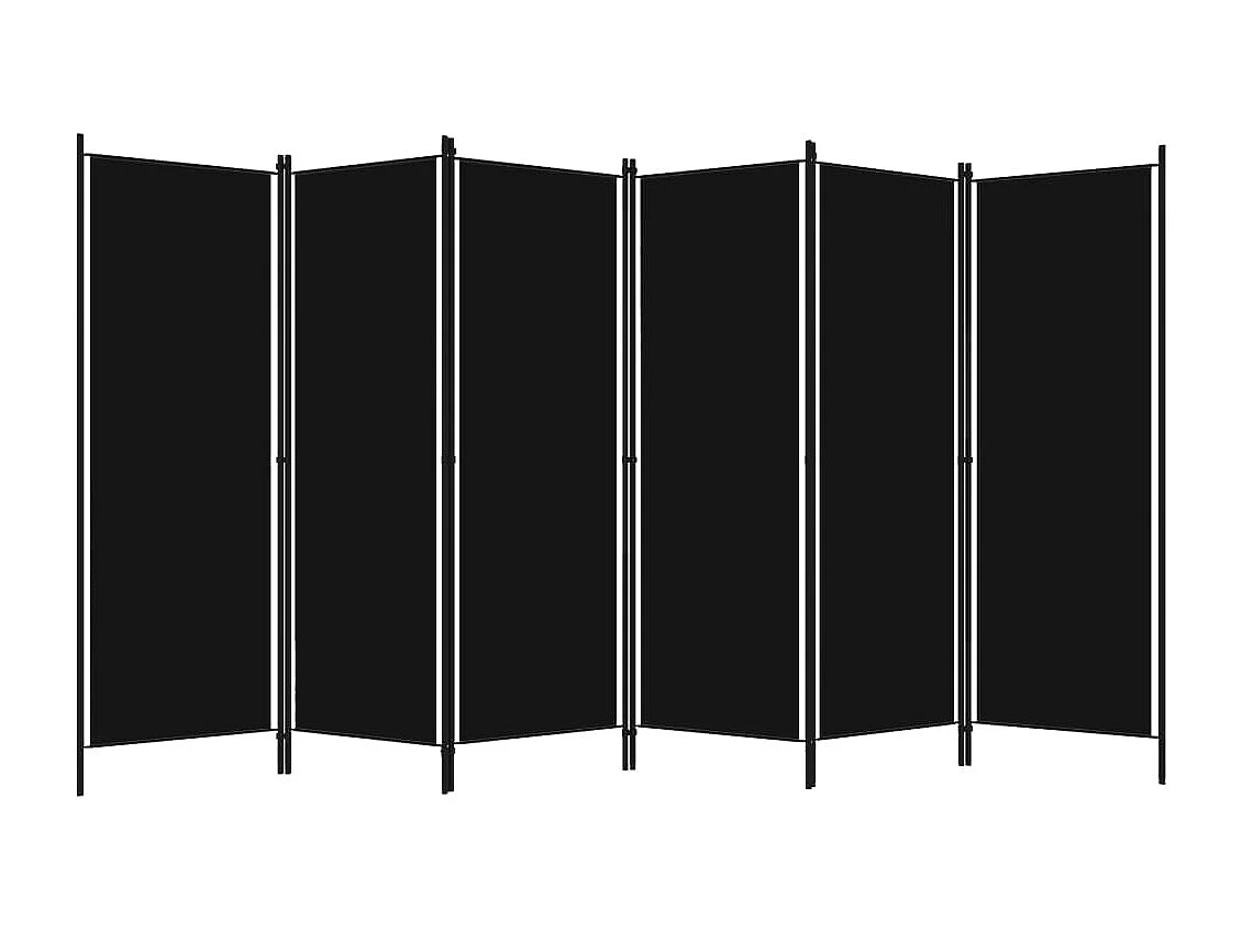 Mampara divisoria de 6 paneles Negra 300x180 cm