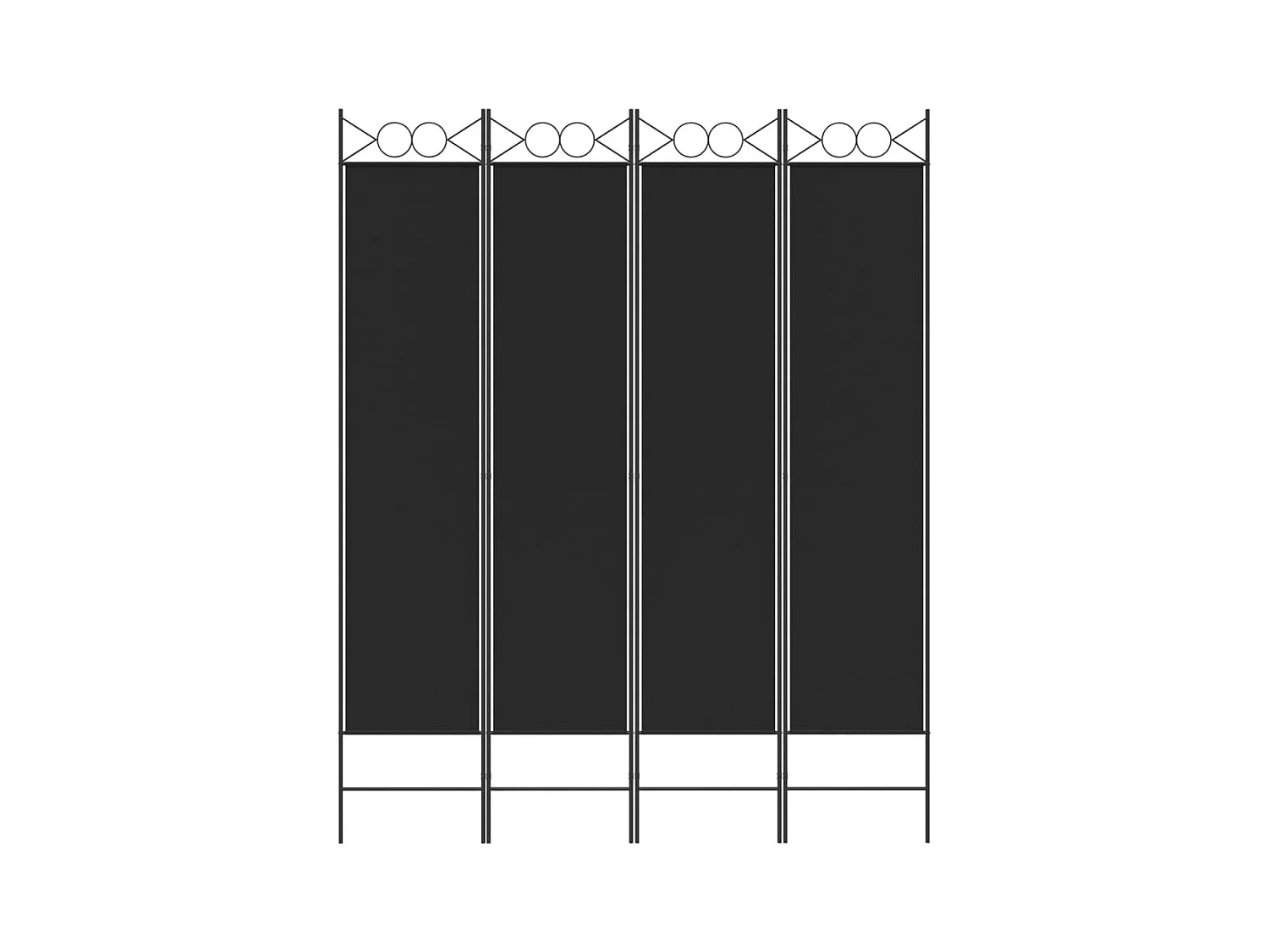 Parete divisoria a 4 pannelli Tessuto Nero 160x200 cm