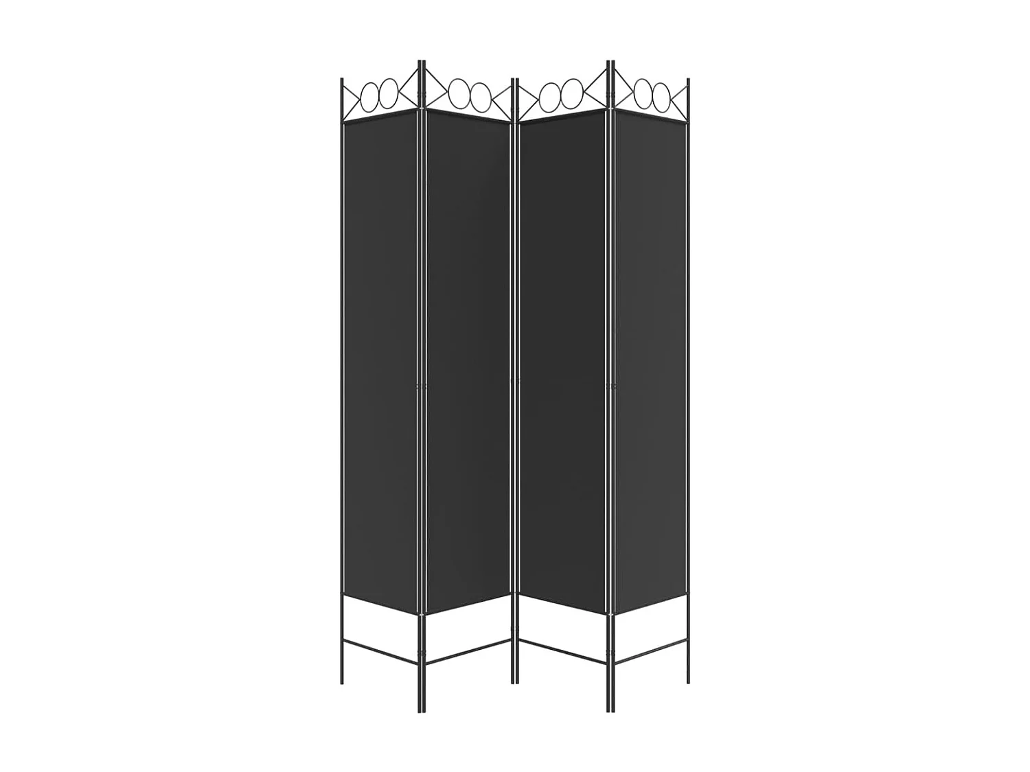Cloison de séparation 4 panneaux Noir 160x200 cm Tissu